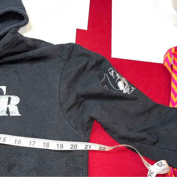 True Religion BLACK HOODIE Horseshoe Pullover Hooded SWEATSHIRT silver Graphic M - Picture 5 of 13